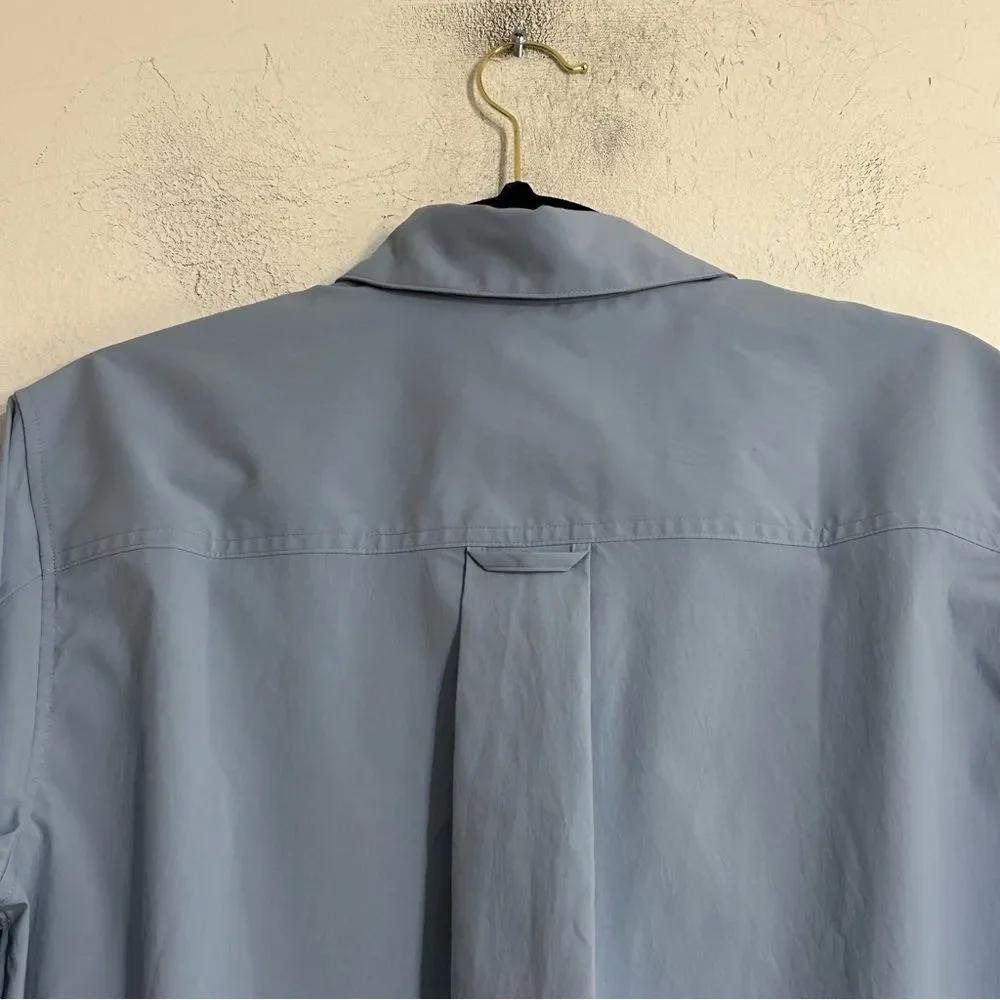 Athleta Midday Oversized Poplin Shirt Blue XS Office Stretch Utility Capsule